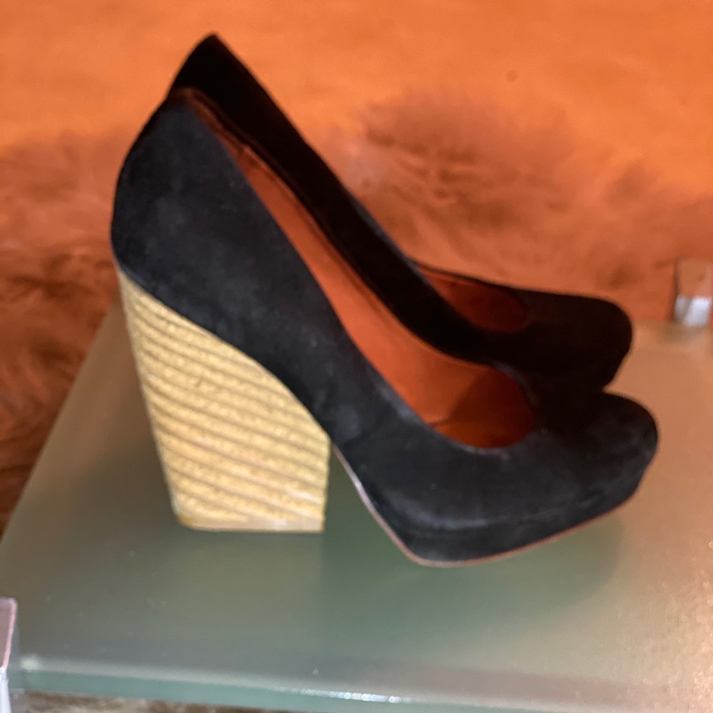 7 For All Mankind Black Suede Pump